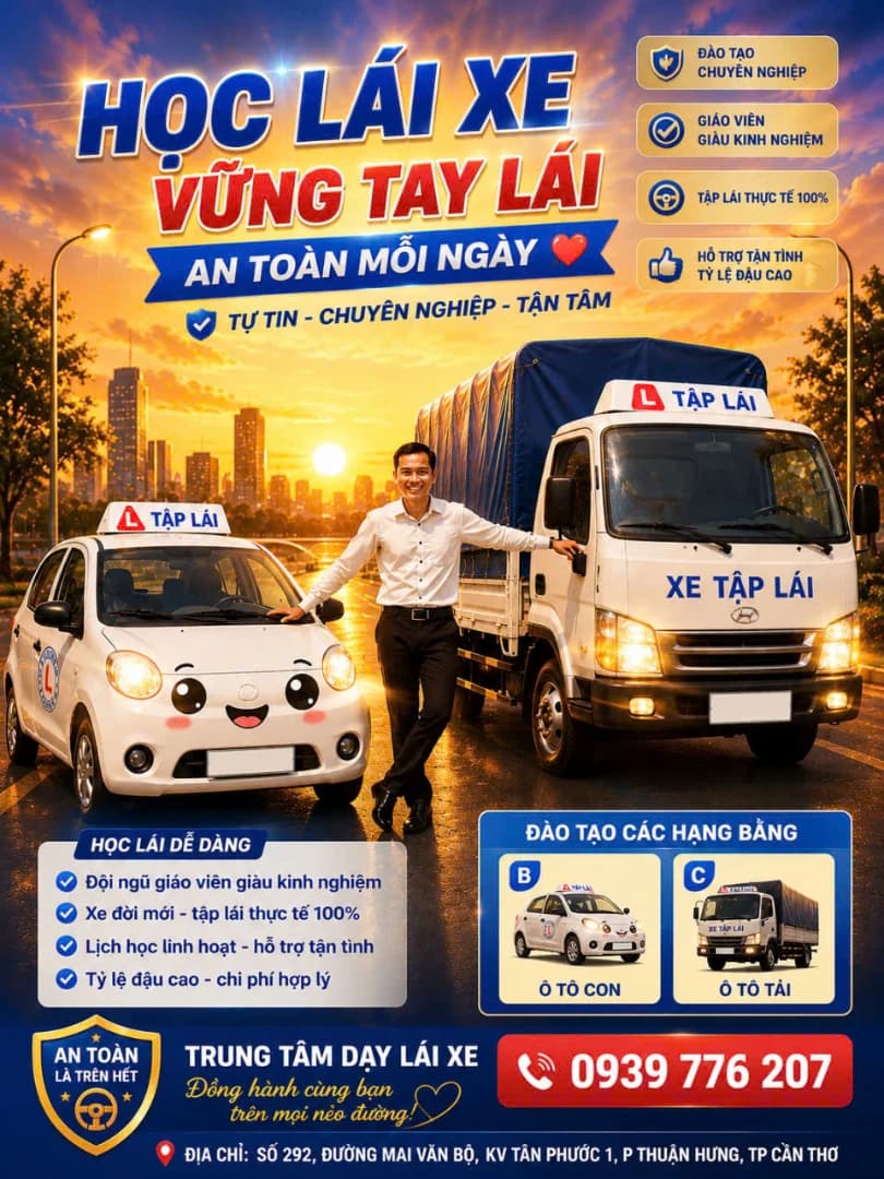Thầy Nguyễn Cao Sơn Tùng: Dạy Lái Xe Hạng A, B, C tại Cần Thơ, Hậu Giang, Vĩnh Long